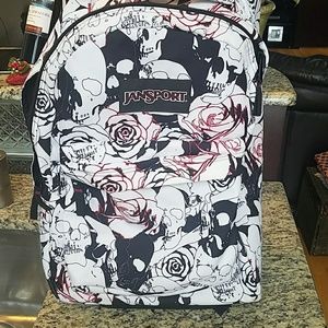 jansport skull and roses backpack